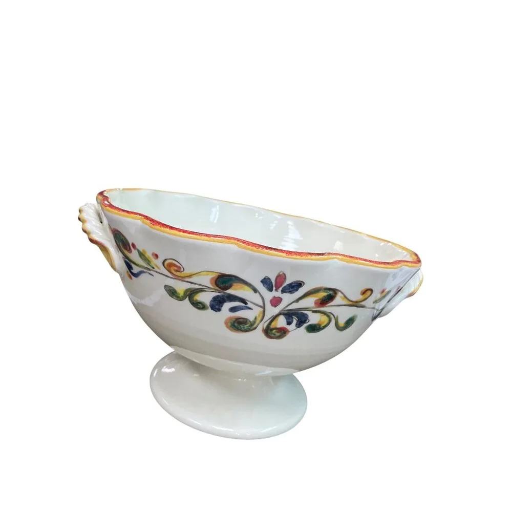 Sur La Table VTG multicolor handcrafted In Italy ceramic pedestal bowl SKU 9739